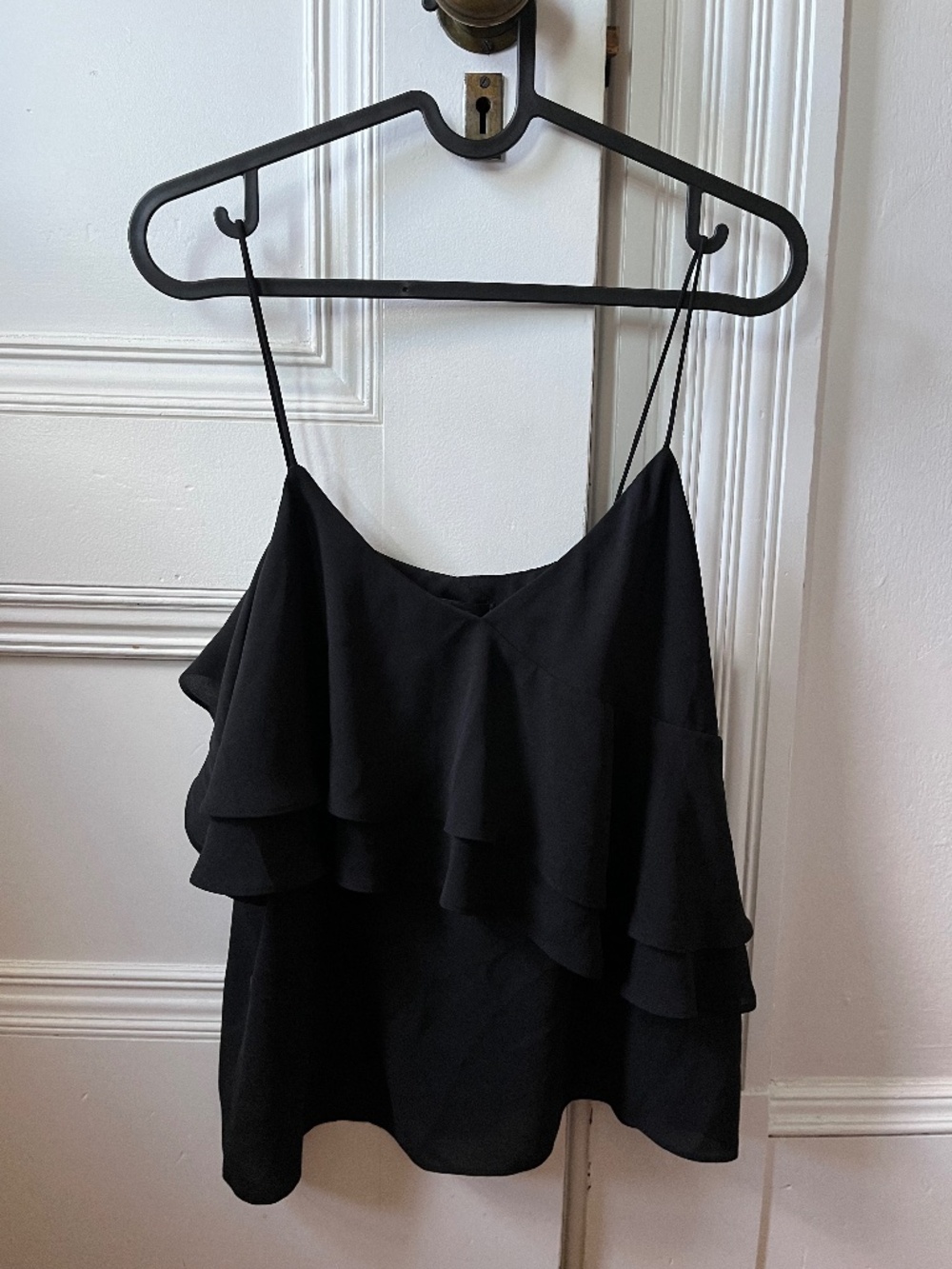 NWOT J Crew black silk ruffled top size 2